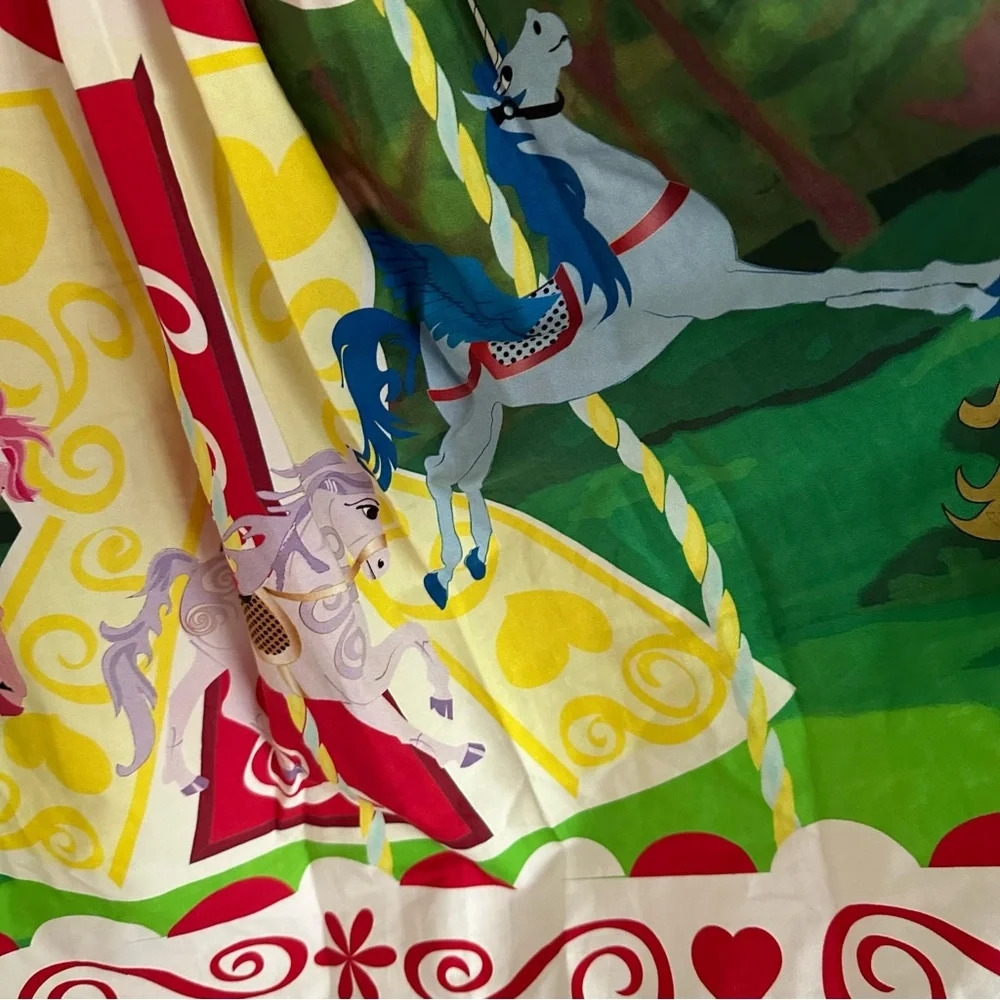 Rare Unique Vintage Disney Small Mary Poppins Enchanted Carrousel Horses Skirt S - Picture 8 of 8